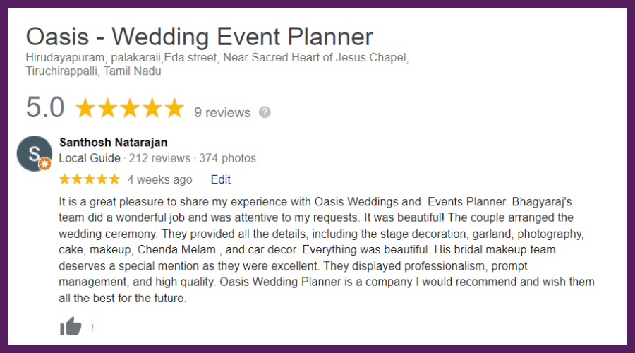 event planner trichy review